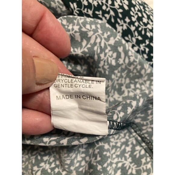 Shein Green White Floral Summer Dress L Womens Flutter Sleeves Summer Tired - Picture 4 of 9